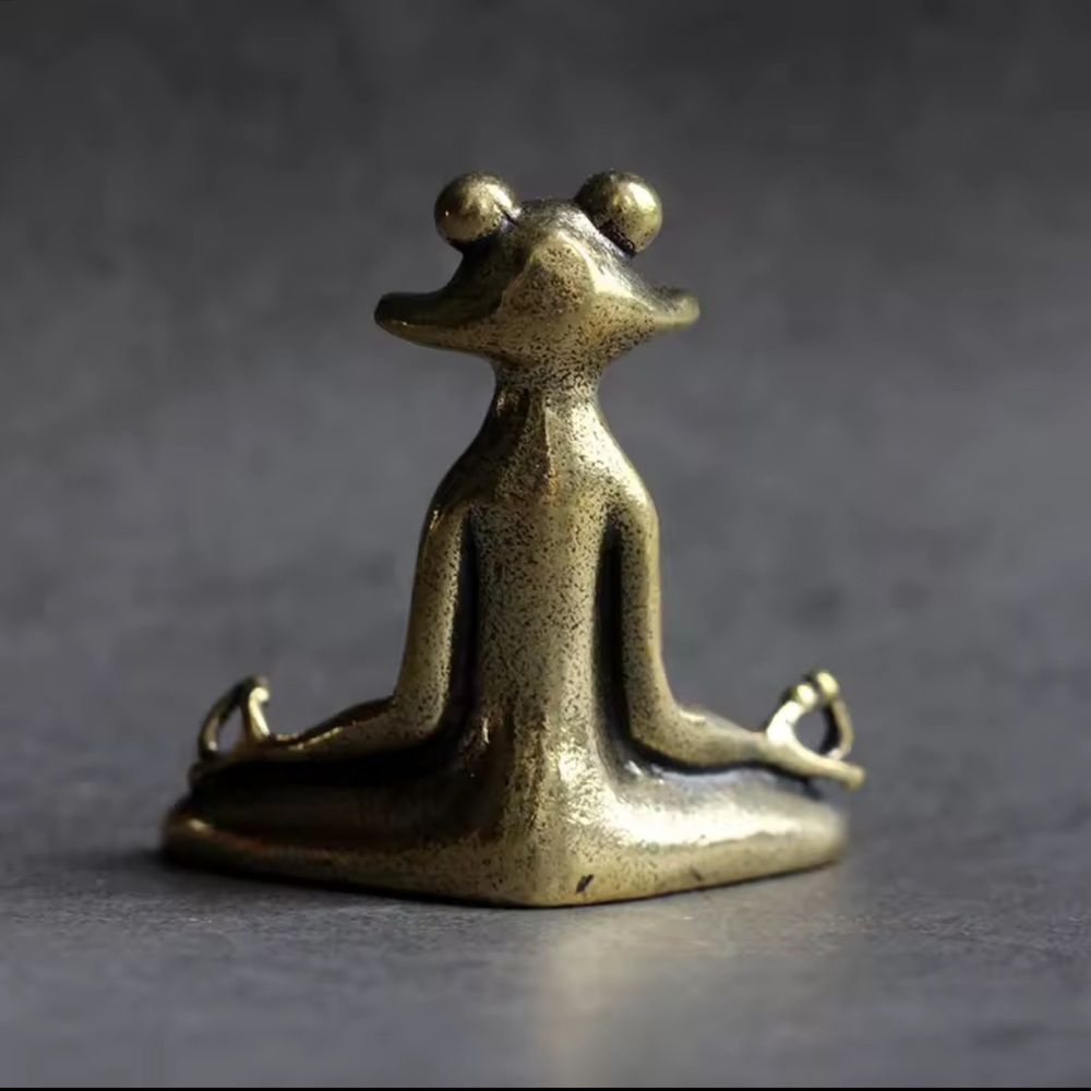 Meditation Zen Frog Statue Ornament Copper Animal Sculpture - Picture 5 of 8